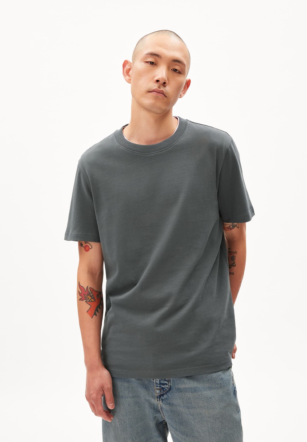 ARMEDANGELS MAARKOS Heavyweight T-Shirt Relaxed Fit made of Organic Cotton Mix Space Steel | RSPW-78930