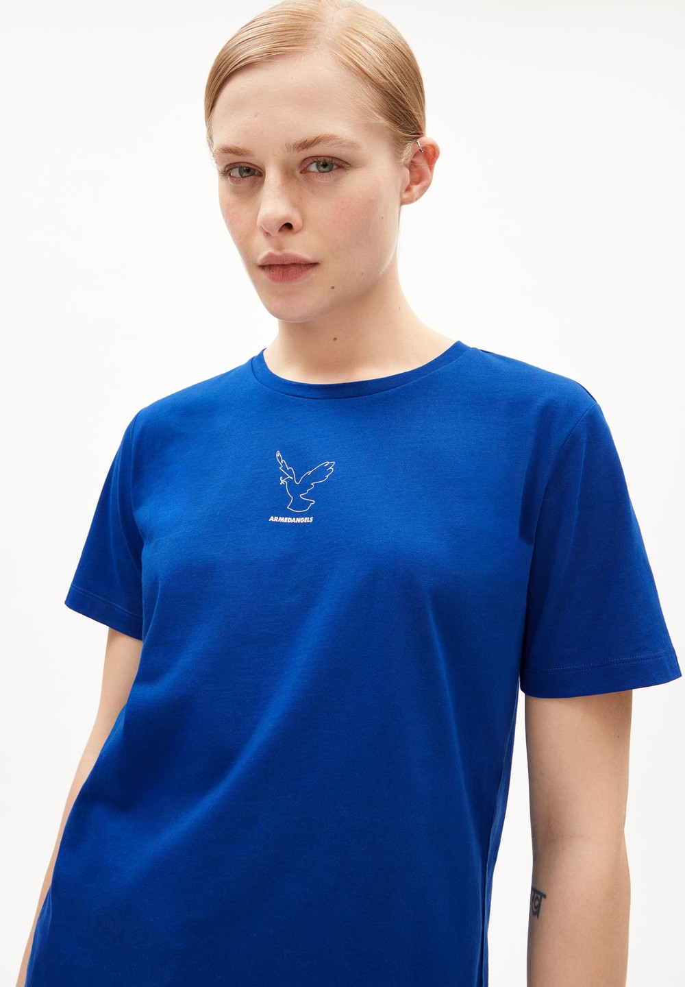 ARMEDANGELS MAARLARA NESTLING T-Shirt Relaxed Fit made of Organic Cotton Blau | YRDB-80652