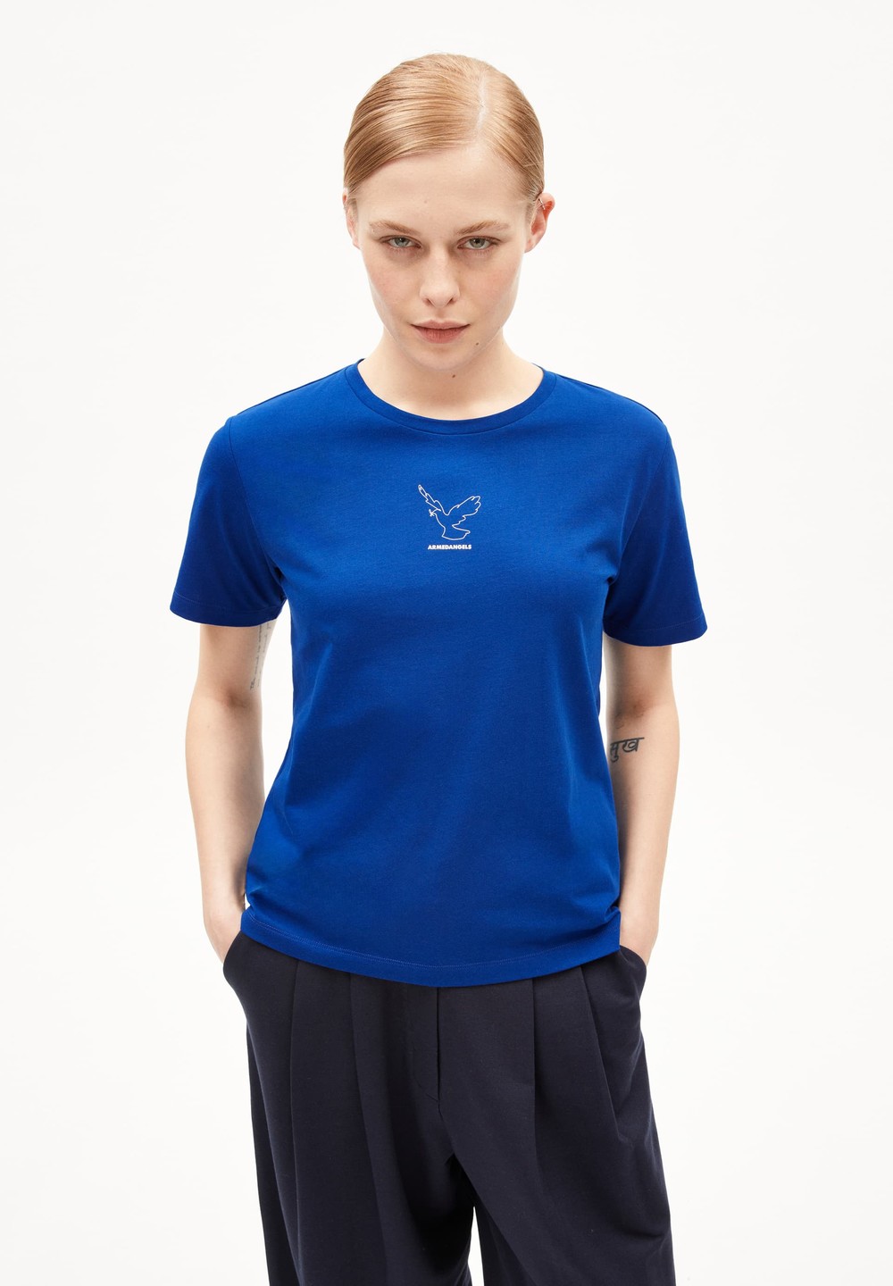 ARMEDANGELS MAARLARA NESTLING T-Shirt Relaxed Fit made of Organic Cotton Blau | YRDB-80652