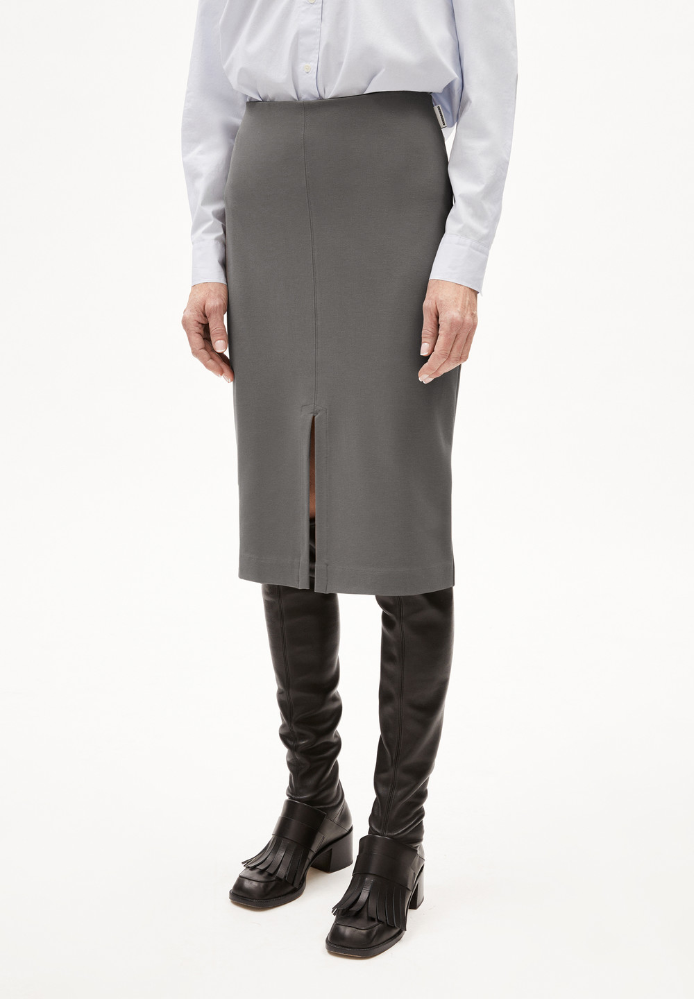 ARMEDANGELS MEDITAA Jersey Skirt Slim Fit made of LENZING™ ECOVERO™ Viscose Mix Iron Cast | ELBX-85140