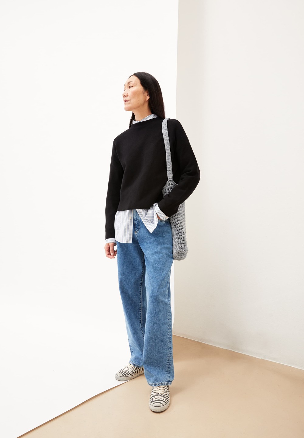 ARMEDANGELS MERINAA LINKS LINKS Sweater Loose Fit made of Organic Cotton Schwarz | KJEI-68109