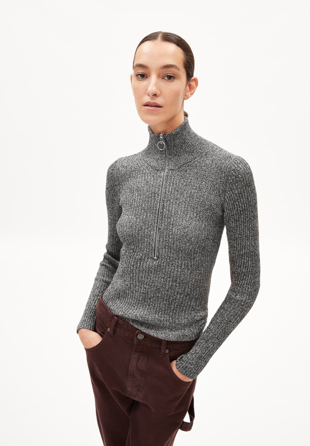 ARMEDANGELS MIKAELAA CLEAN UP Sweater Slim Fit made of Organic Cotton Mix Black-undyed | WSBT-08945