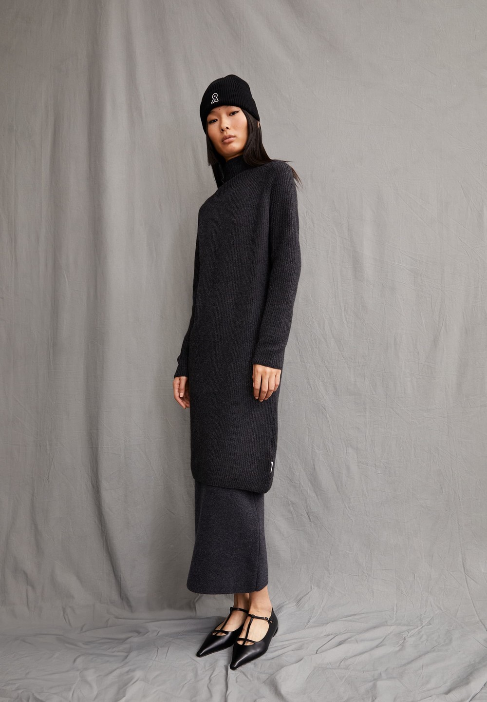 ARMEDANGELS MILLAANA Knit Dress Relaxed Fit made of Organic Wool Mix Steel Melange | FAHN-57283