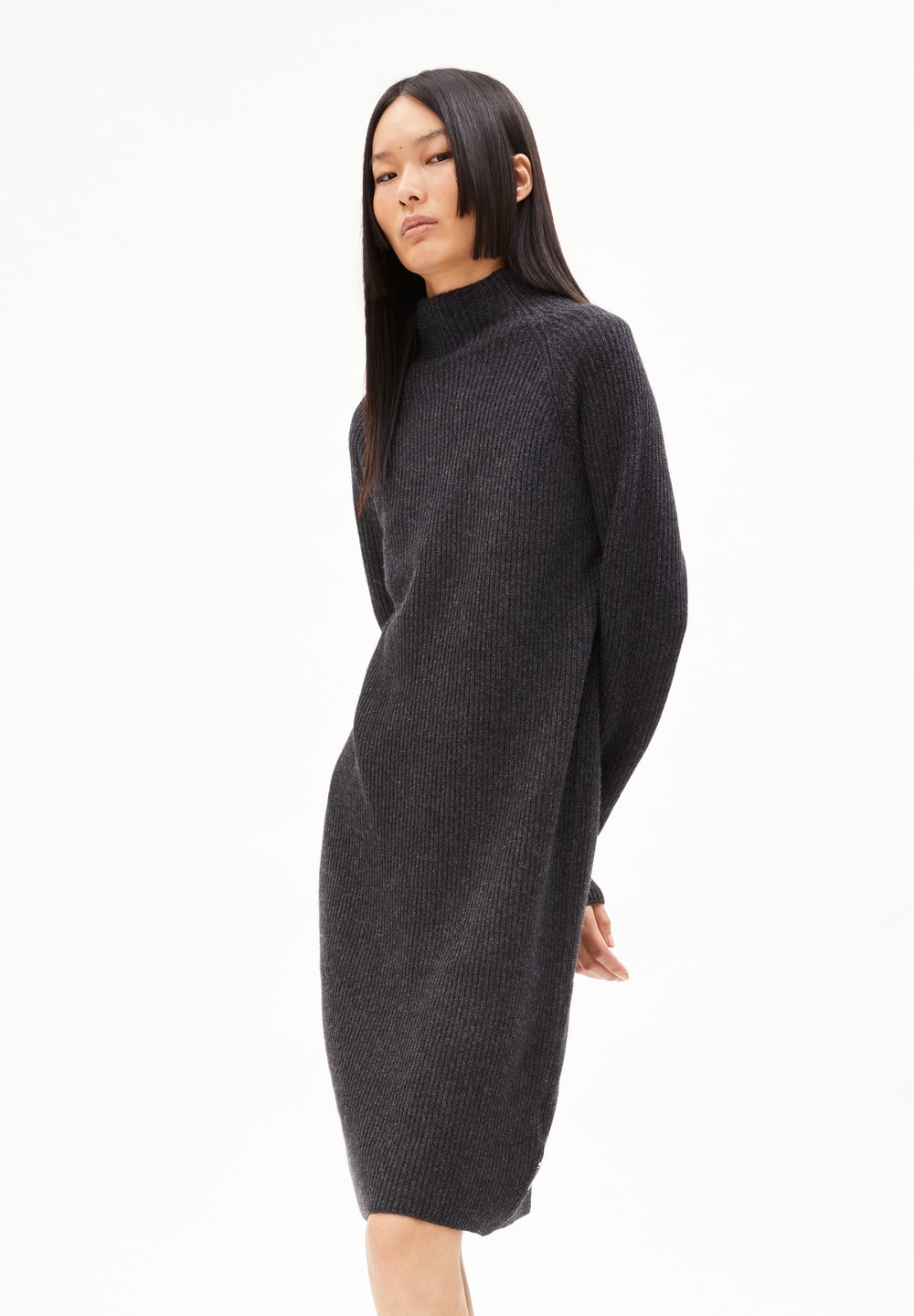 ARMEDANGELS MILLAANA Knit Dress Relaxed Fit made of Organic Wool Mix Steel Melange | FAHN-57283