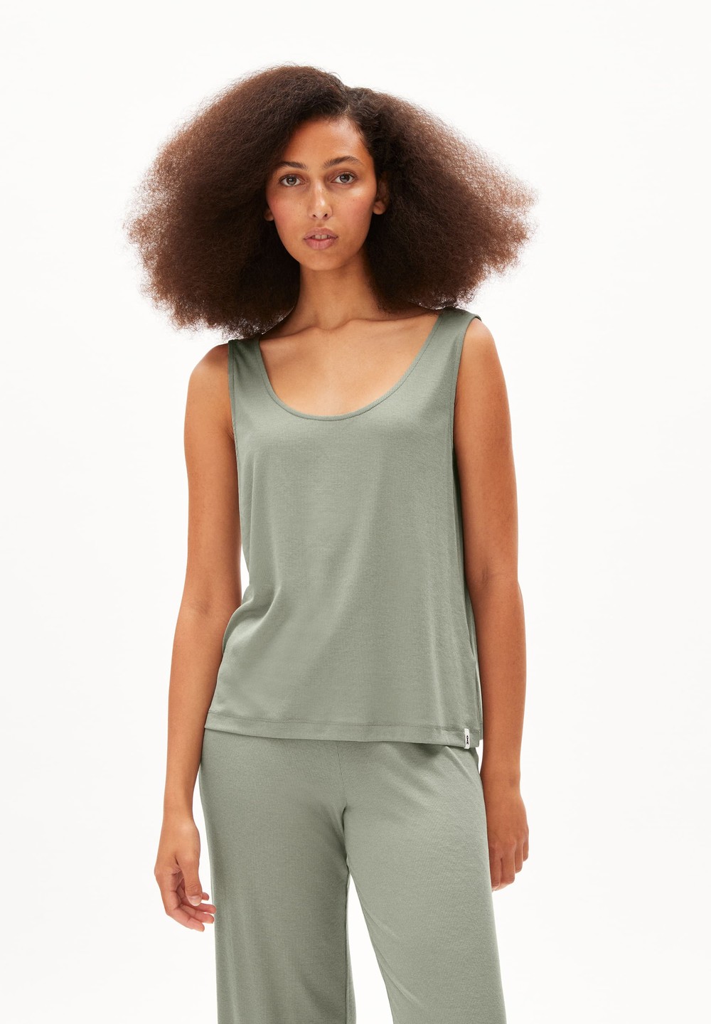 ARMEDANGELS MINAAMI Top Relaxed Fit made of TENCEL™ Lyocell Mix Grau Grün | BQKT-65034