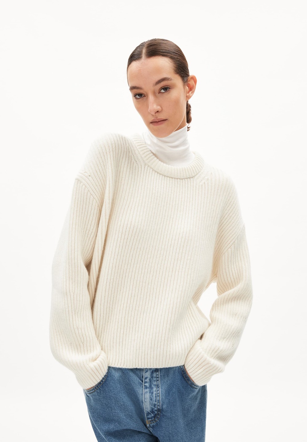 ARMEDANGELS NAARUKO Sweater Loose Fit made of Organic Wool Mix Oatmilk | AJKN-20916