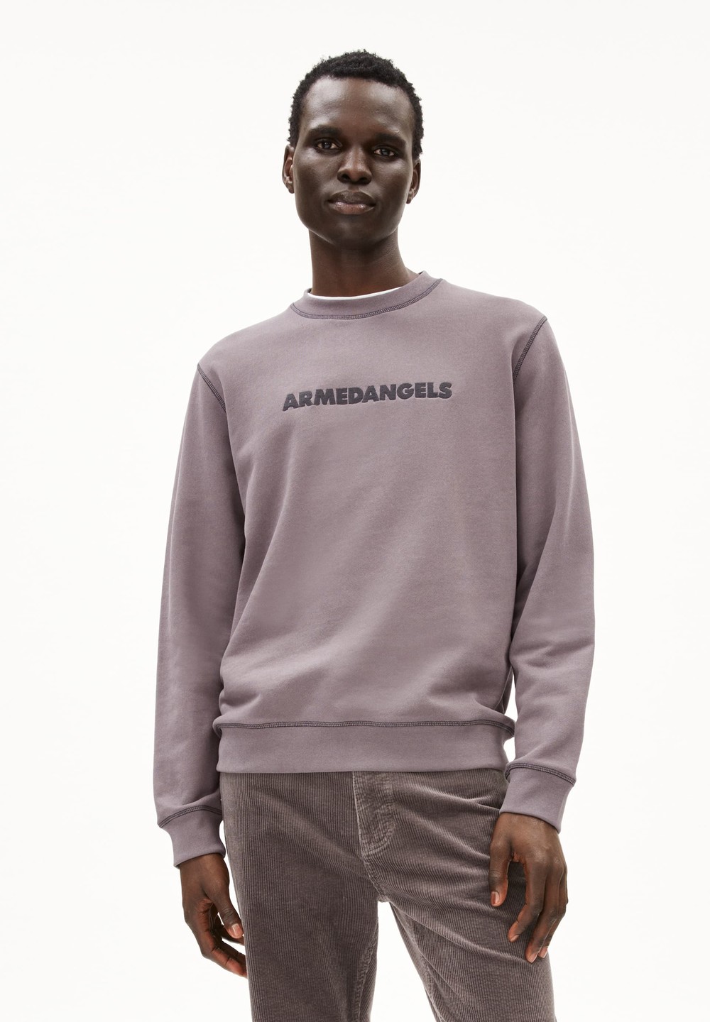 ARMEDANGELS NATHAANEL WORDMARK Sweatshirt Regular Fit made of Organic Cotton Mix Iron Cast | NJXS-68702