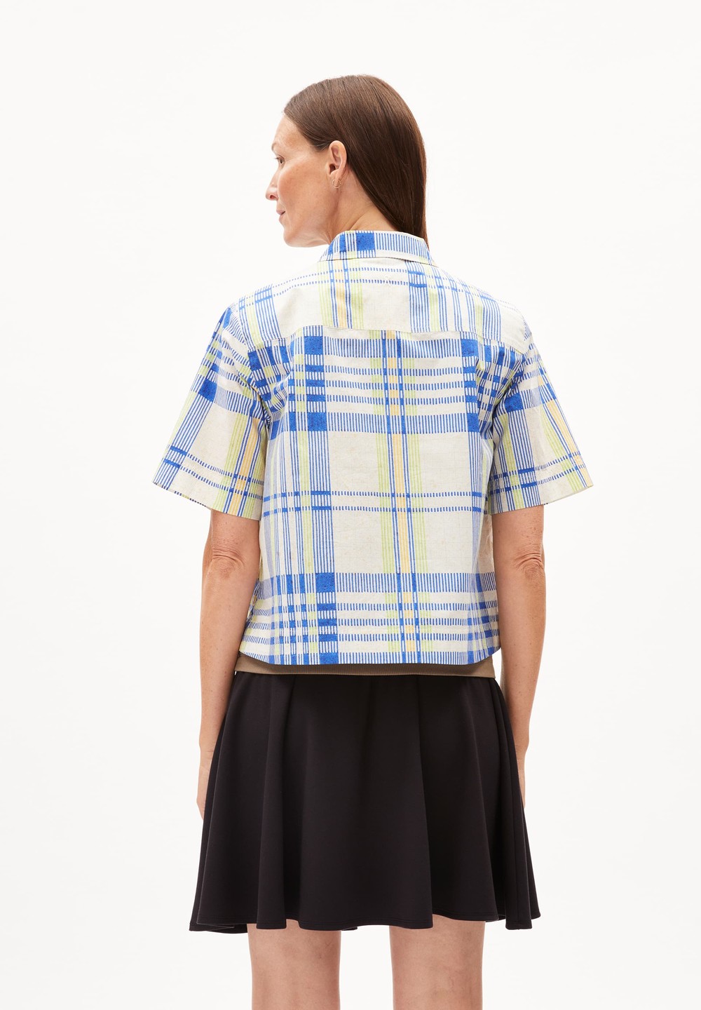 ARMEDANGELS NELINAA COLLEGE CHECK Blouse Relaxed Fit made of Organic Cotton Oatmilk | SEWH-30758