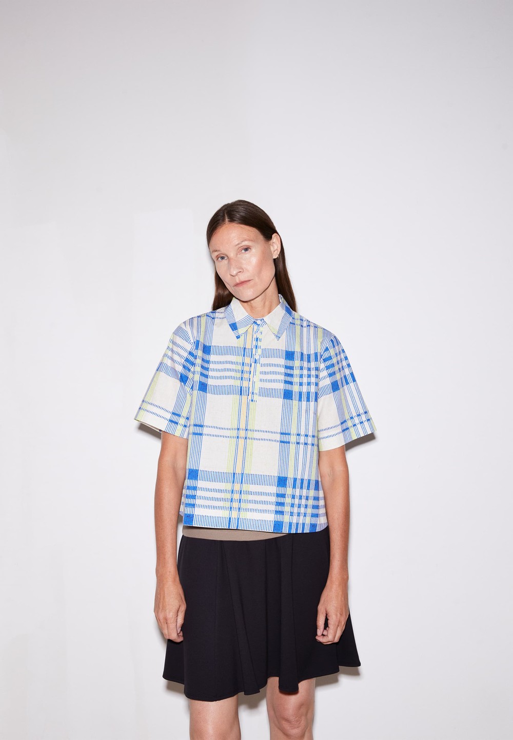 ARMEDANGELS NELINAA COLLEGE CHECK Blouse Relaxed Fit made of Organic Cotton Oatmilk | SEWH-30758