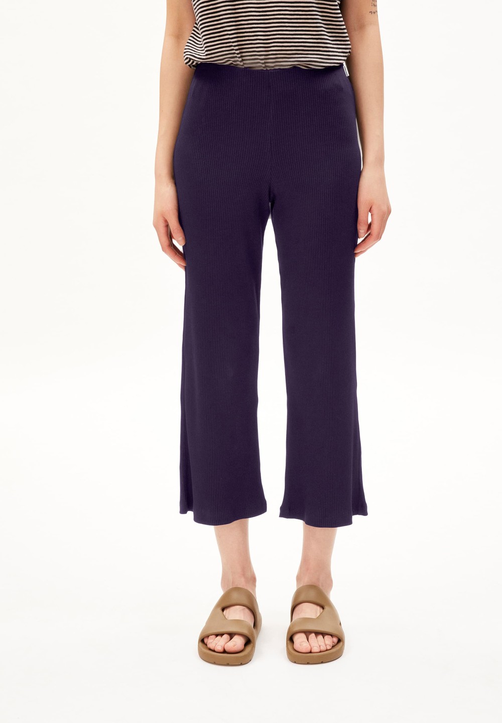 ARMEDANGELS NIAAN Rib-Jersey Pants made of Organic Cotton Mix Blau | CXNT-96835