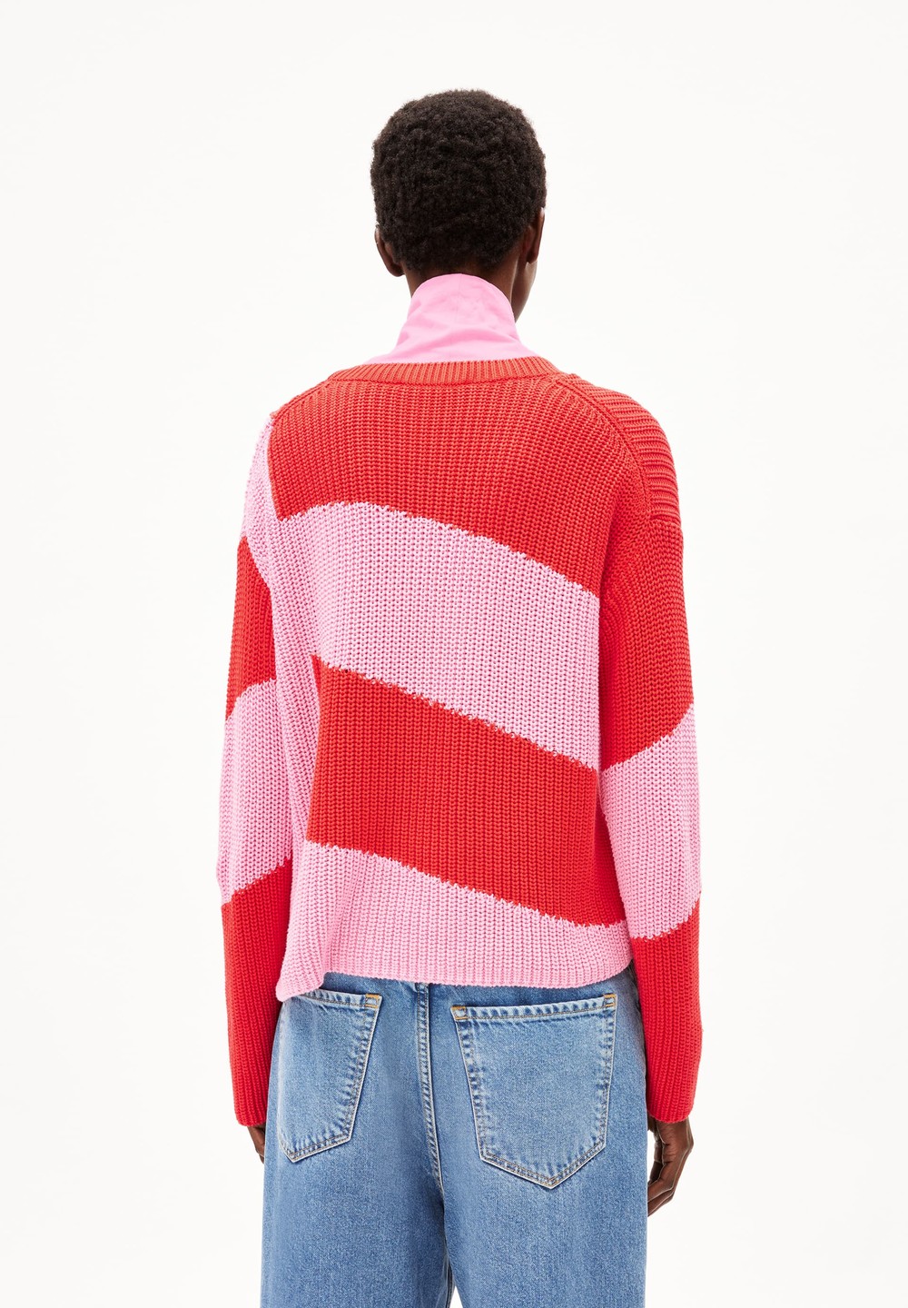 ARMEDANGELS NURIAAS BLOCKSTRIPES Sweater Loose Fit made of Organic Cotton Rot | CPFR-64785