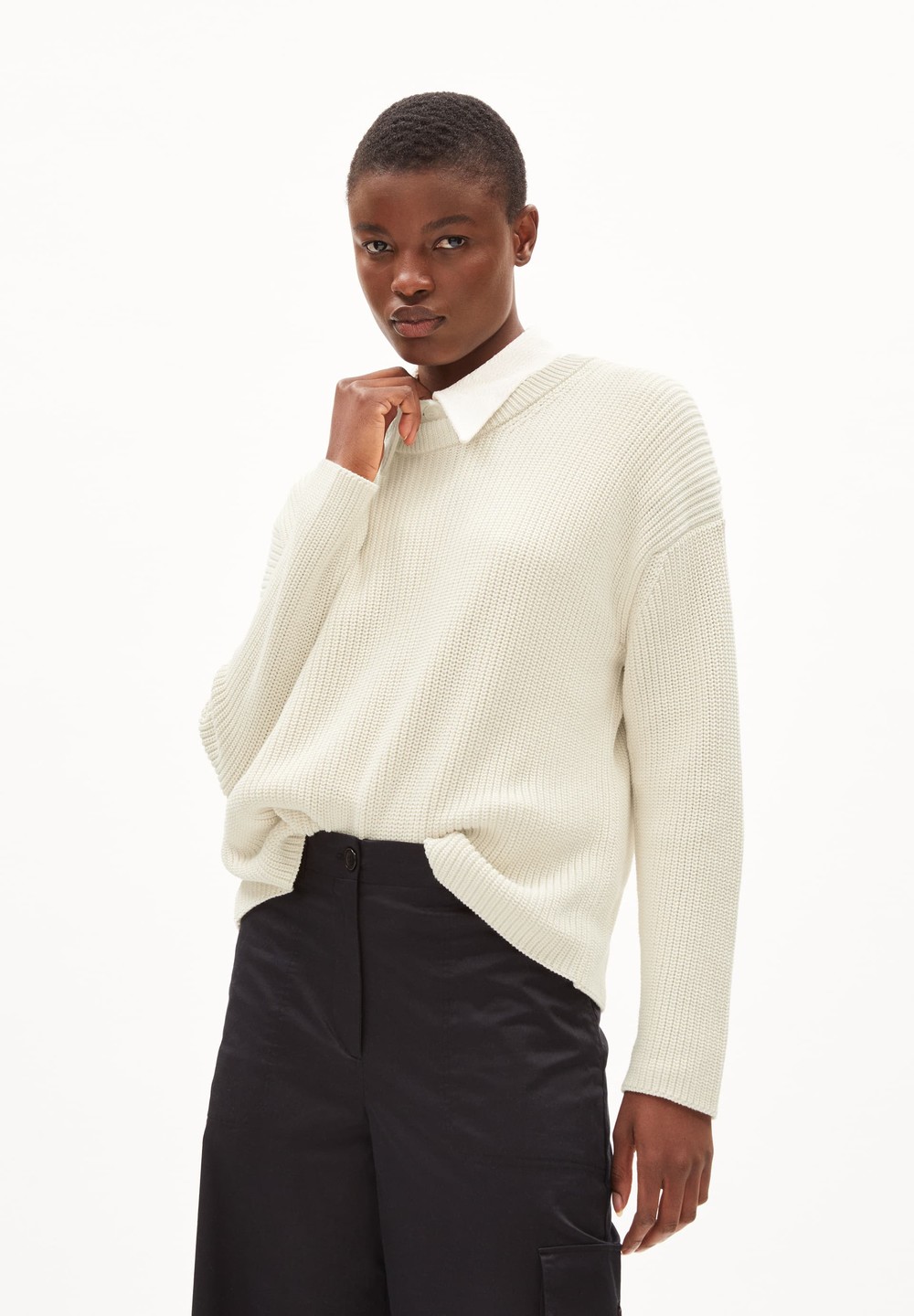 ARMEDANGELS NURIAAS Sweater Loose Fit made of Organic Cotton Oatmilk | XDTP-14658