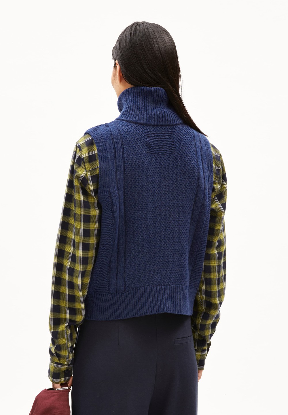 ARMEDANGELS OLAIAAS CABLE Knit Top Relaxed Fit made of Organic Wool Mix Tiefesblau | XUNQ-94081