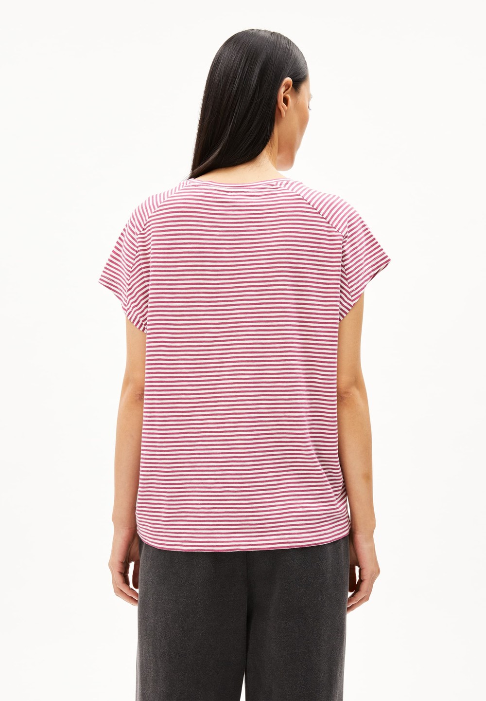 ARMEDANGELS ONELIAA LOVELY STRIPES T-Shirt Loose Fit made of Organic Cotton Crushed Berry-oatmilk | MNSQ-53642