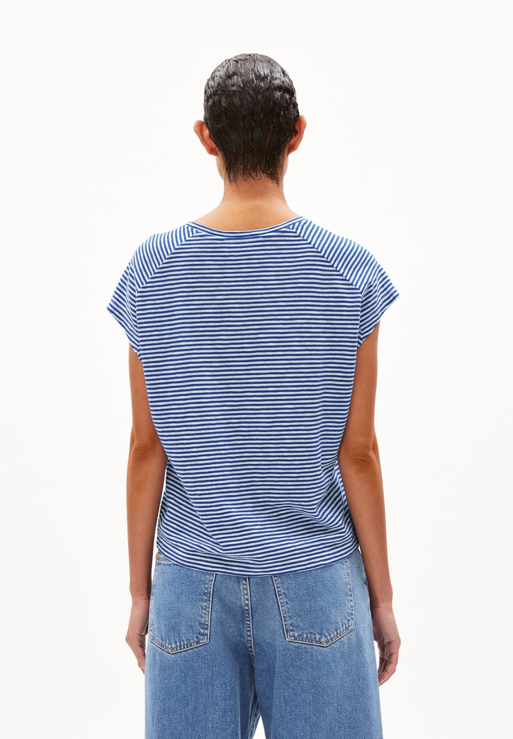 ARMEDANGELS ONELIAA LOVELY STRIPES T-Shirt Loose Fit made of Organic Cotton Dynamo Blue-oatmilk | AKLV-61504