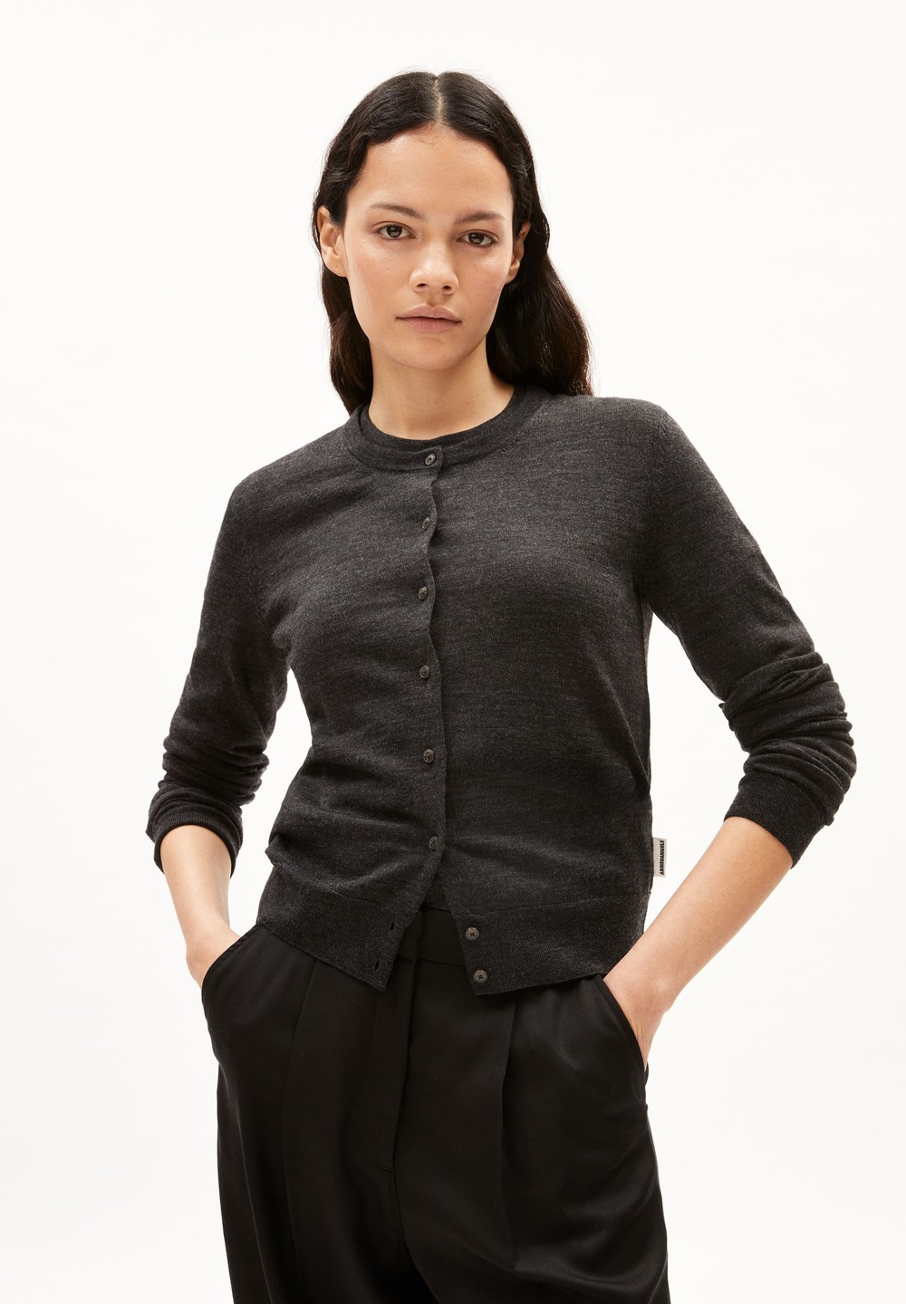 ARMEDANGELS OPHALIAA MERINO Cardigan Slim Fit made of Merino-Wool Steel Melange | LABH-14295