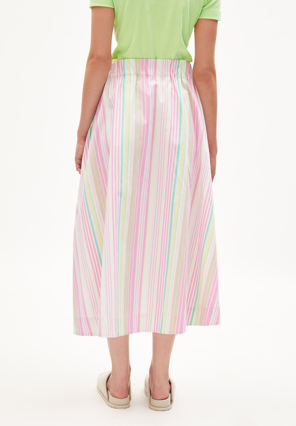 ARMEDANGELS PARLOMAA STRIPES Woven Skirt Regular Fit made of Organic Cotton Weiß | WURY-76143