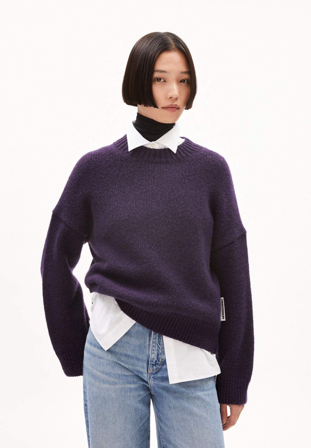 ARMEDANGELS SADNAA SOLID Sweater Oversized Fit made of Merino-Wool Mix Blau | OVRU-82054