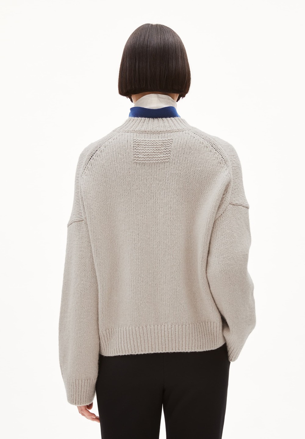 ARMEDANGELS SADNAA SOLID Sweater Oversized Fit made of Merino-Wool Mix Gravel | BOJW-51893