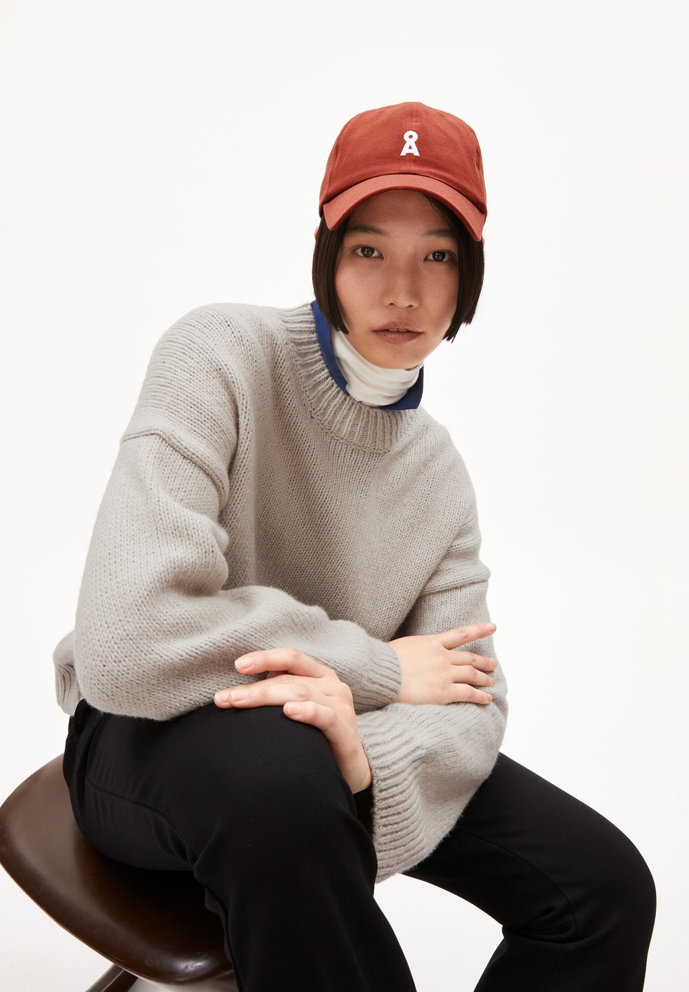 ARMEDANGELS SADNAA SOLID Sweater Oversized Fit made of Merino-Wool Mix Gravel | BOJW-51893