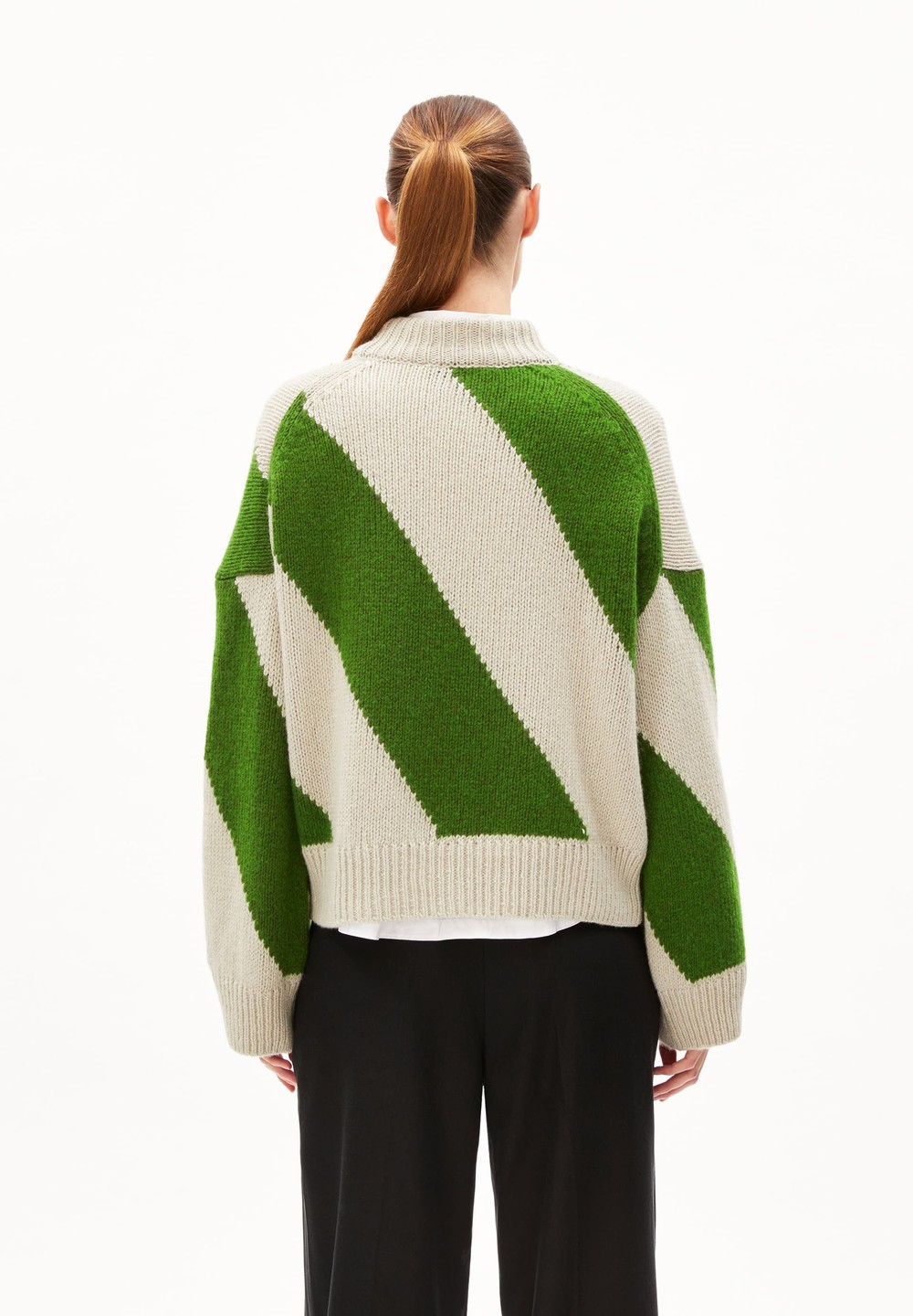 ARMEDANGELS SADNAA STRIPES Sweater Oversized Fit made of Merino-Wool Mix Grün | OWYK-72189