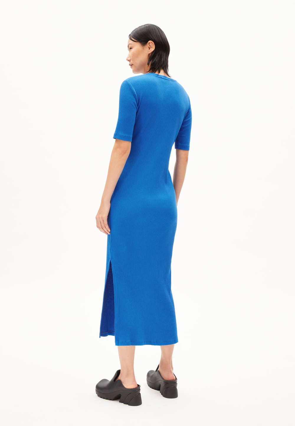 ARMEDANGELS SEHAA Rib-Jersey Dress Slim Fit made of Organic Cotton Mix Blau | DSXM-78920