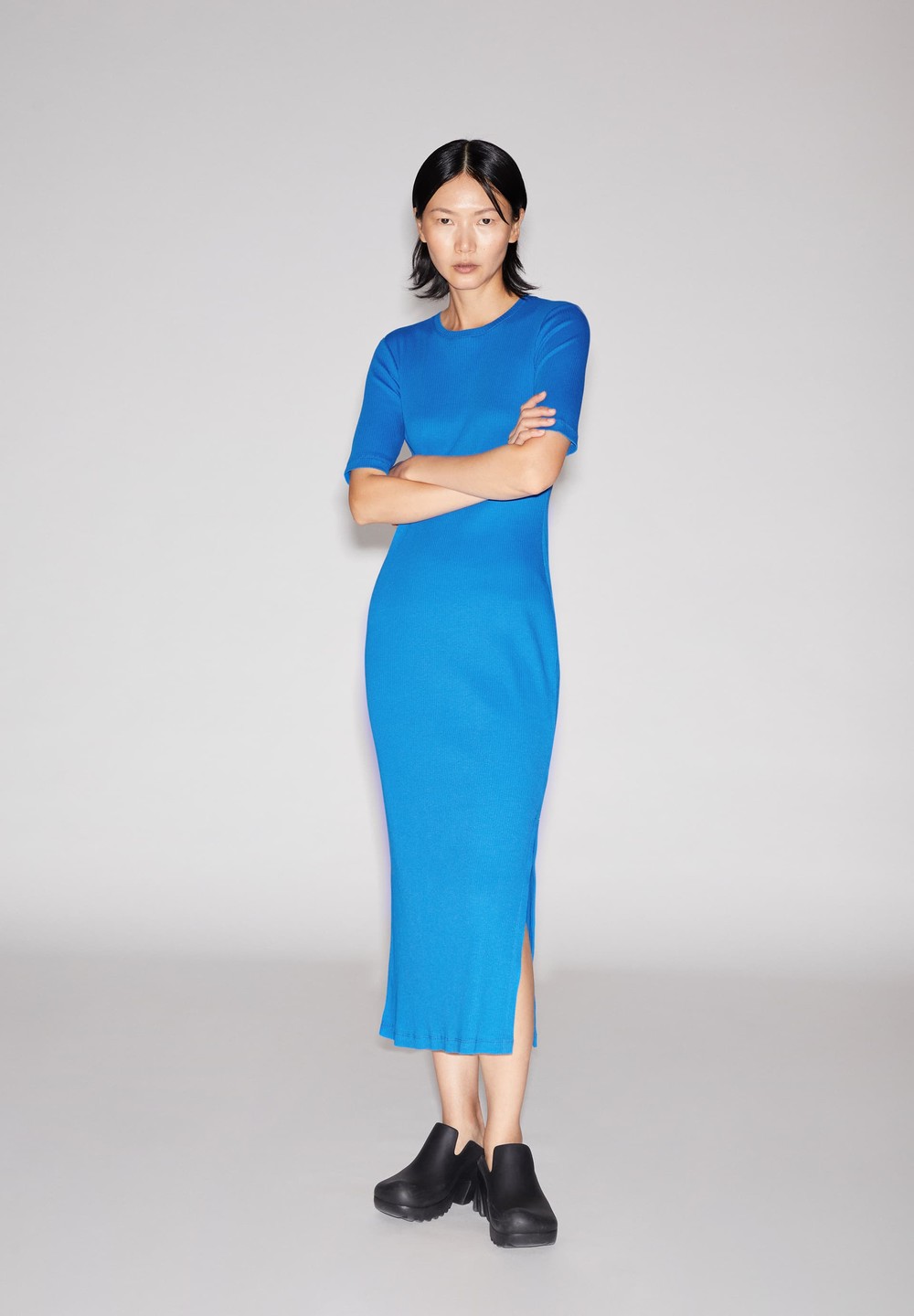 ARMEDANGELS SEHAA Rib-Jersey Dress Slim Fit made of Organic Cotton Mix Blau | DSXM-78920