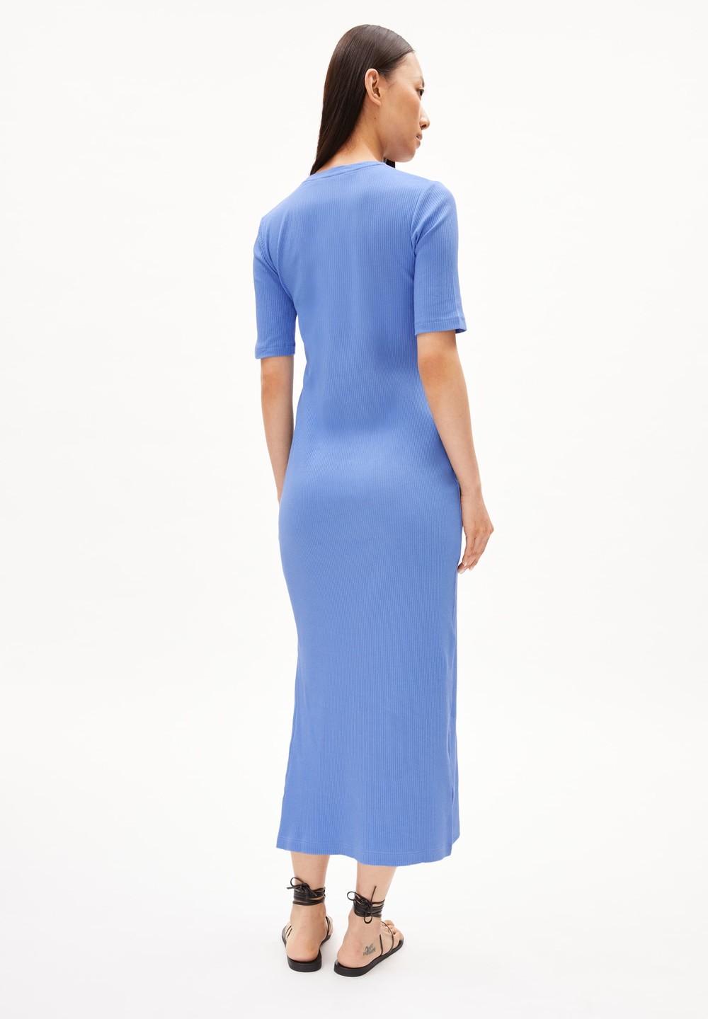 ARMEDANGELS SEHAA Rib-Jersey Dress Slim Fit made of Organic Cotton Mix Blau | XEVN-76453