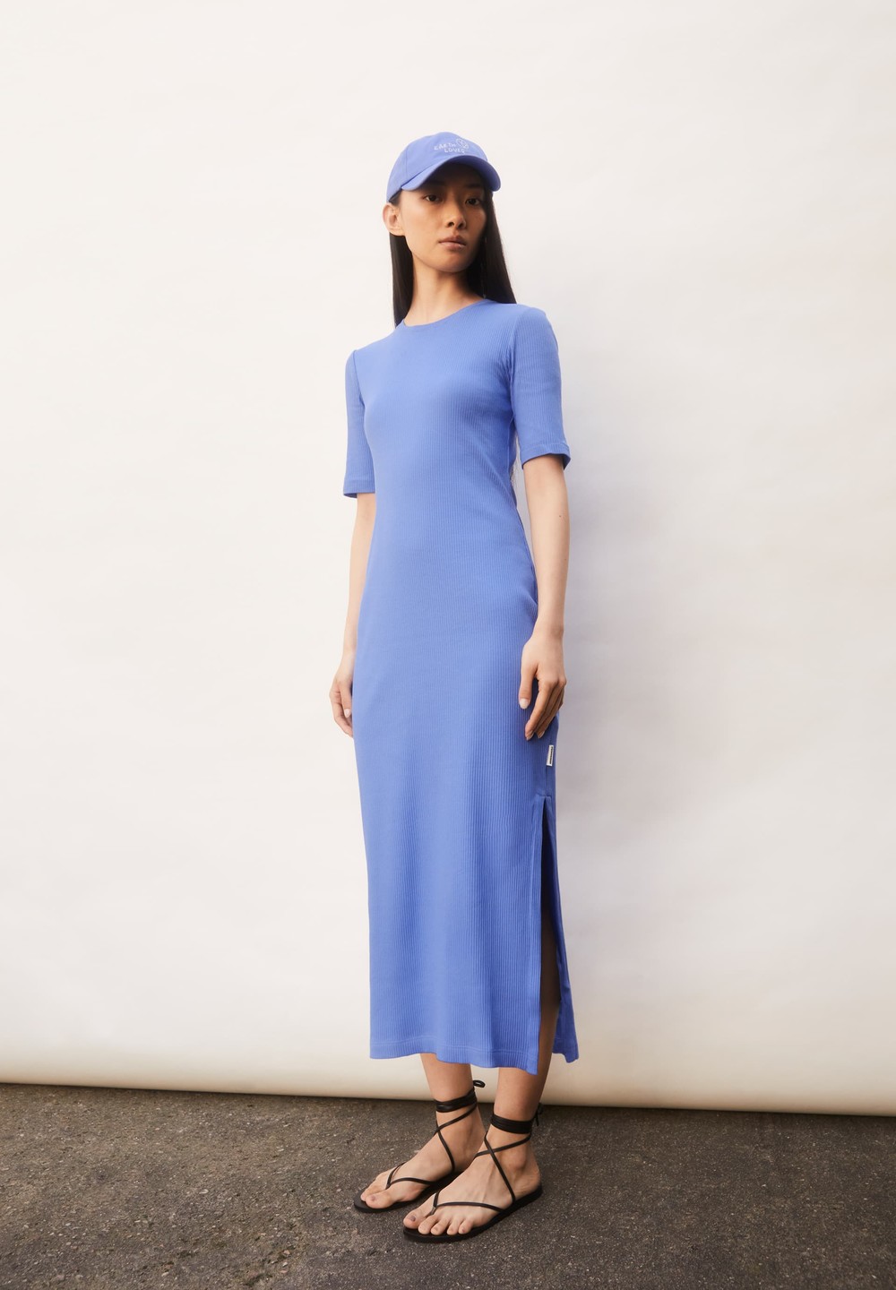 ARMEDANGELS SEHAA Rib-Jersey Dress Slim Fit made of Organic Cotton Mix Blau | XEVN-76453