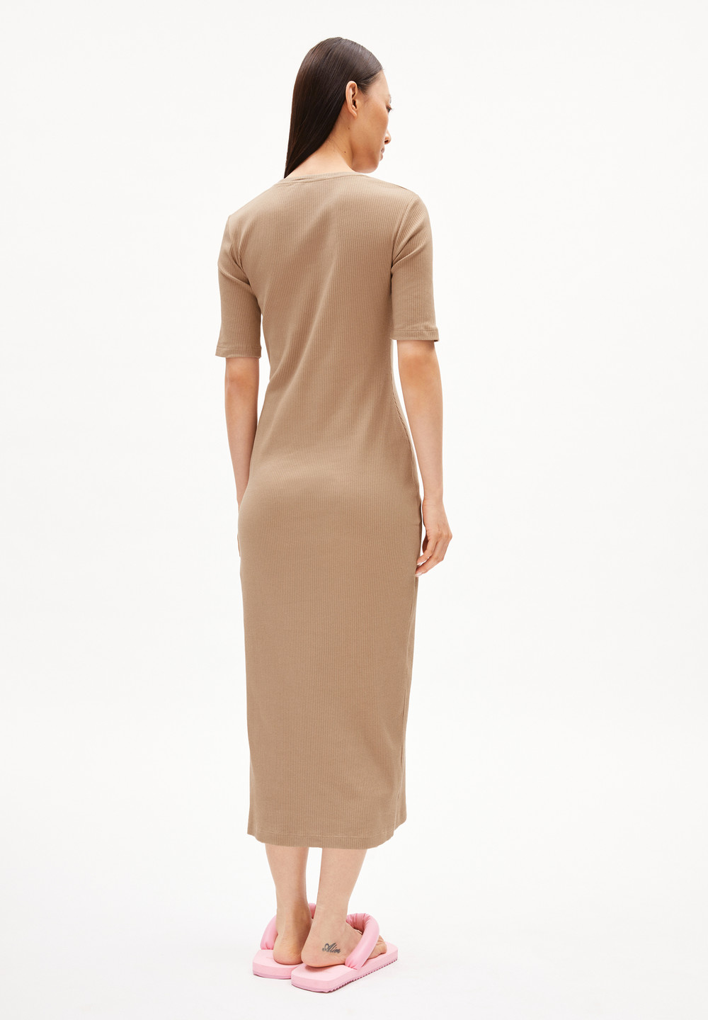 ARMEDANGELS SEHAA Rib-Jersey Dress Slim Fit made of Organic Cotton Mix Cinnamon Dust | CQHM-36501