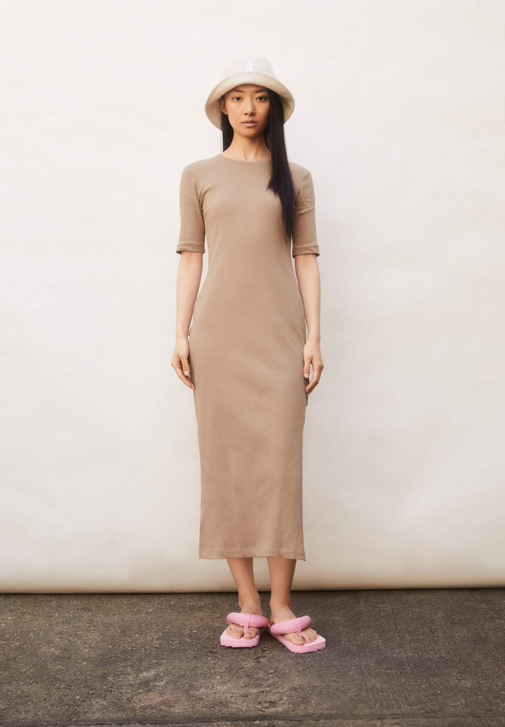 ARMEDANGELS SEHAA Rib-Jersey Dress Slim Fit made of Organic Cotton Mix Cinnamon Dust | CQHM-36501