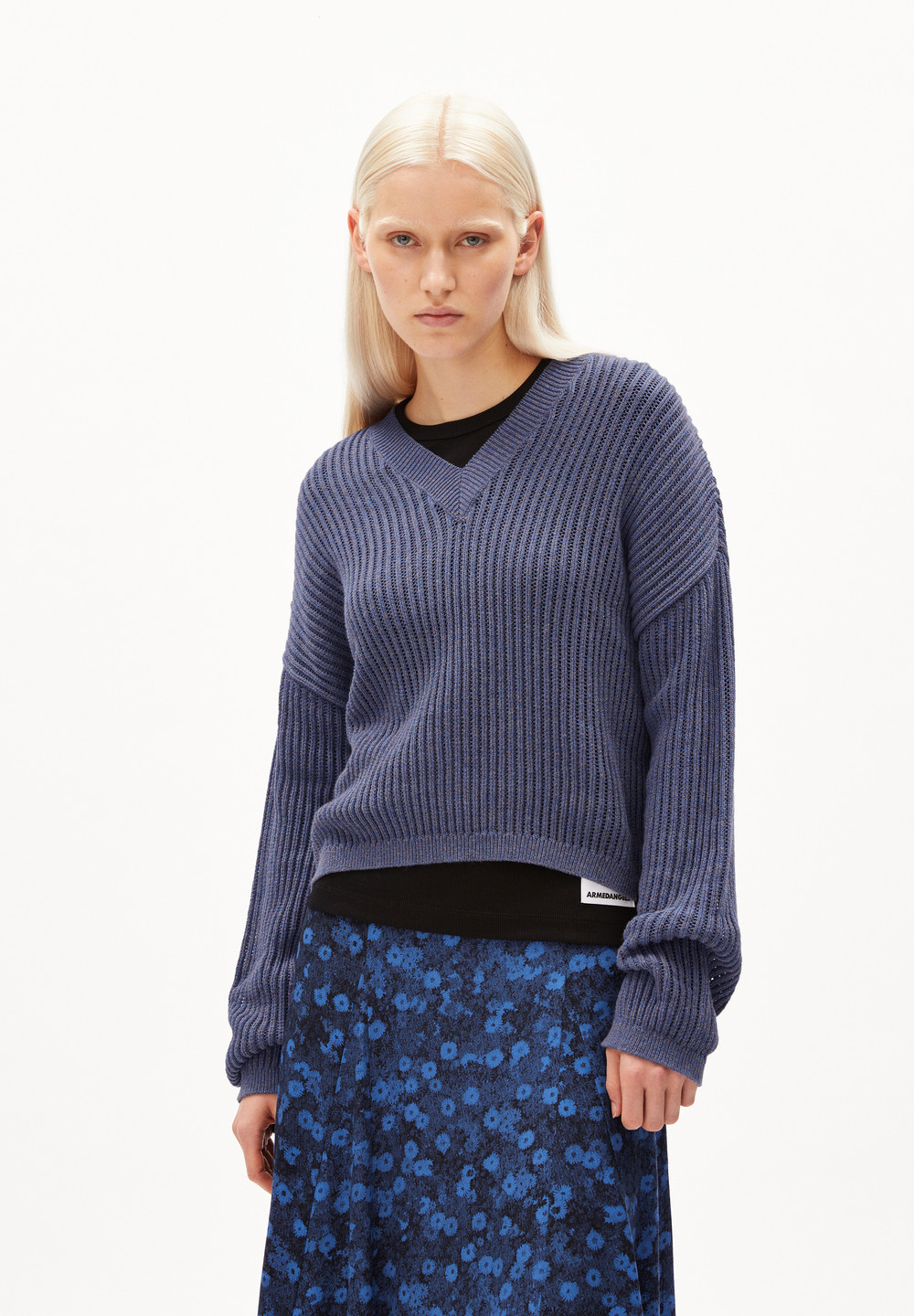 ARMEDANGELS SIMONAAS Sweater Loose Fit made of Organic Cotton Mix Dynamo Blue-undyed | VRXO-18063