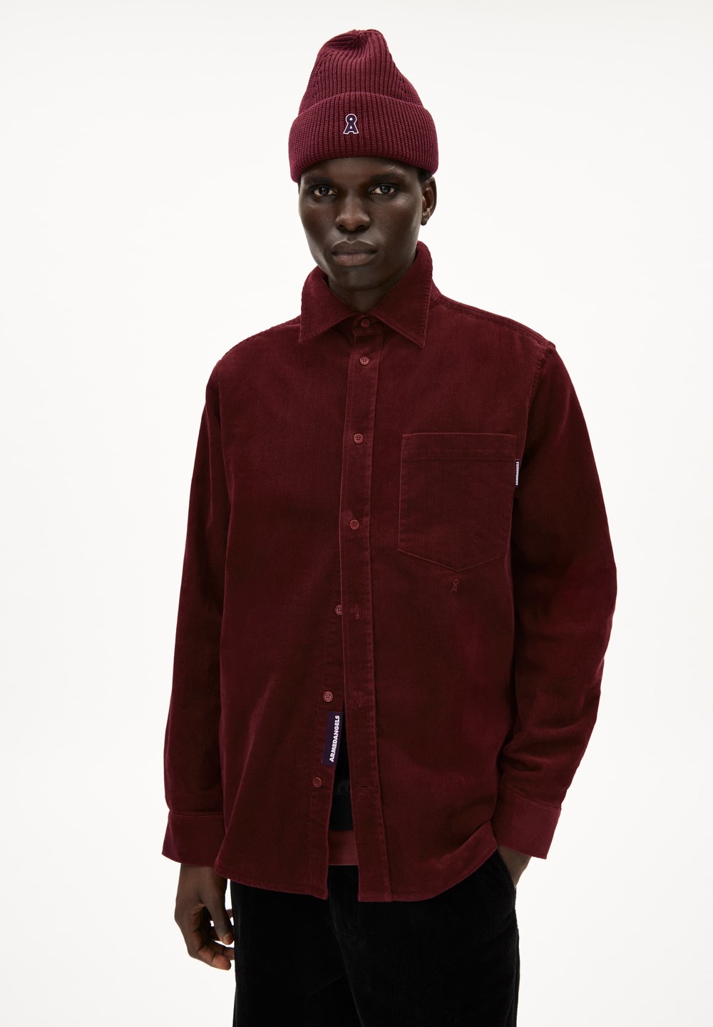 ARMEDANGELS SOMAAN Overshirt Regular Fit made of Organic Cotton Mix Cranberry Juice | OXNV-79230