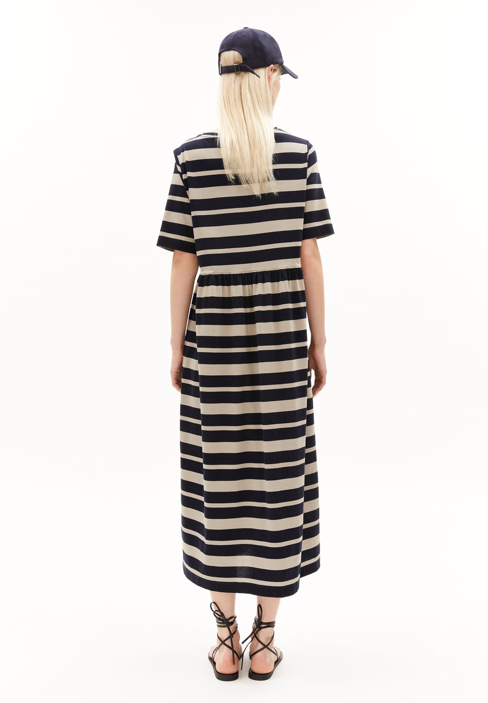 ARMEDANGELS TAAKYRA BLOCK STRIPES Jersey Dress Loose Fit made of Organic Cotton Night Sky-sand Stone | SRPF-09841