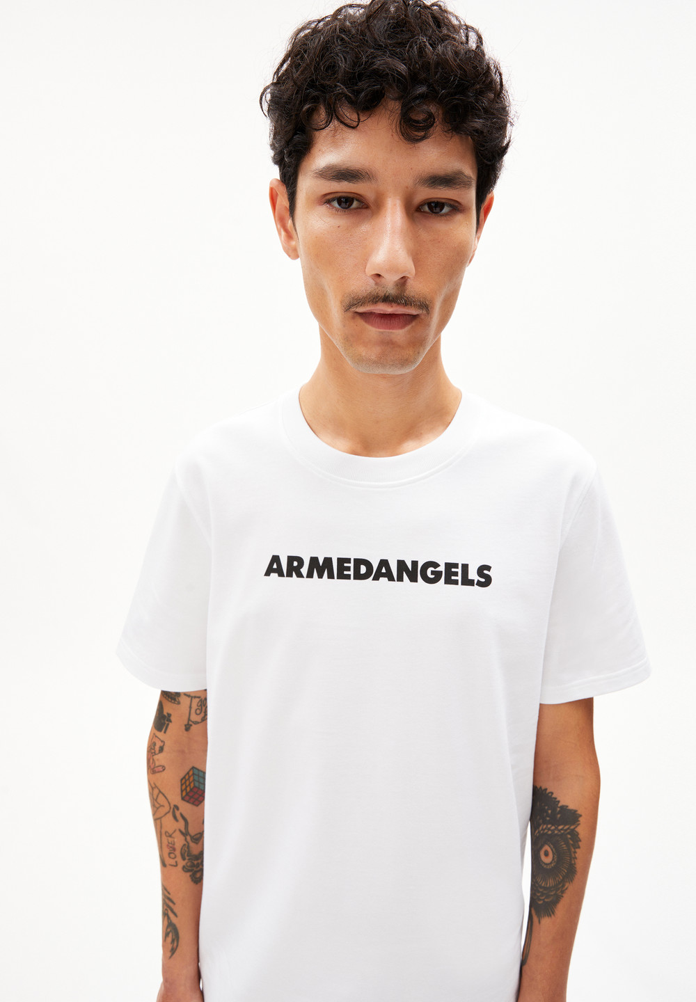 ARMEDANGELS TAALU WORDMARK Heavyweight T-Shirt Relaxed Fit made of Organic Cotton Weiß | JIZE-05798