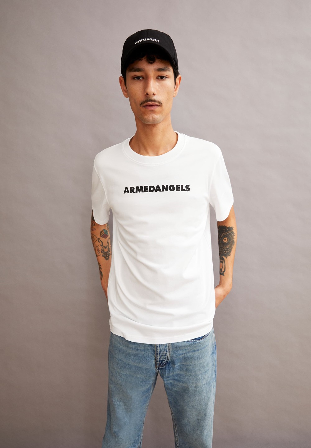 ARMEDANGELS TAALU WORDMARK Heavyweight T-Shirt Relaxed Fit made of Organic Cotton Weiß | JIZE-05798