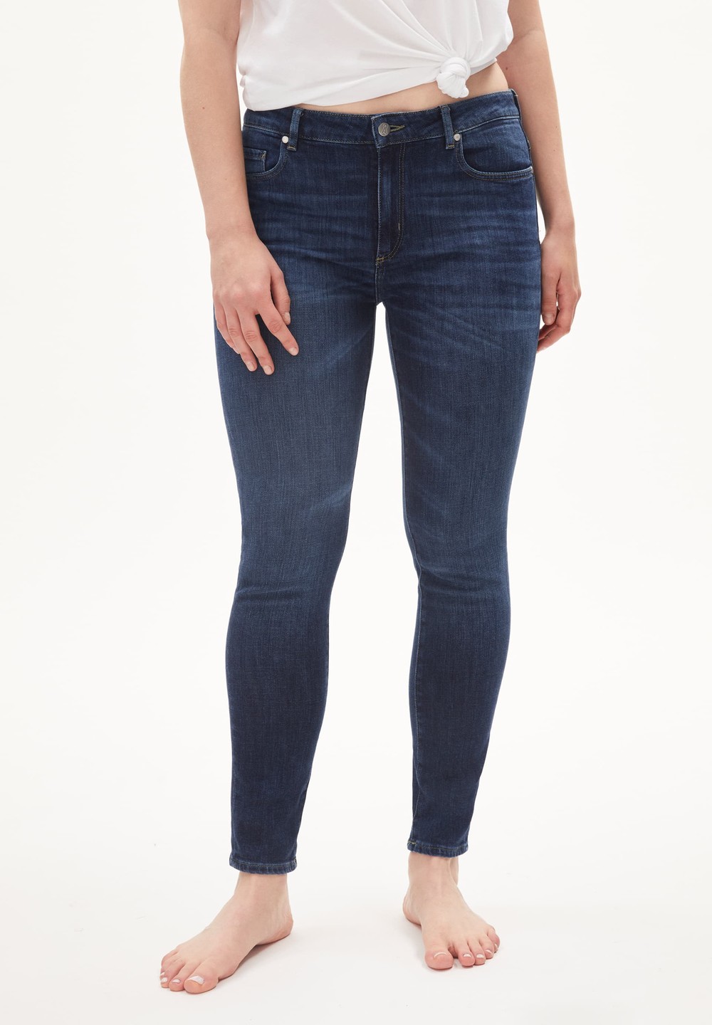 ARMEDANGELS TILLAA Jeans Skinny Leg Mid Waist Organic Cotton Mix X-Stretch Dunkel | HAIF-60738