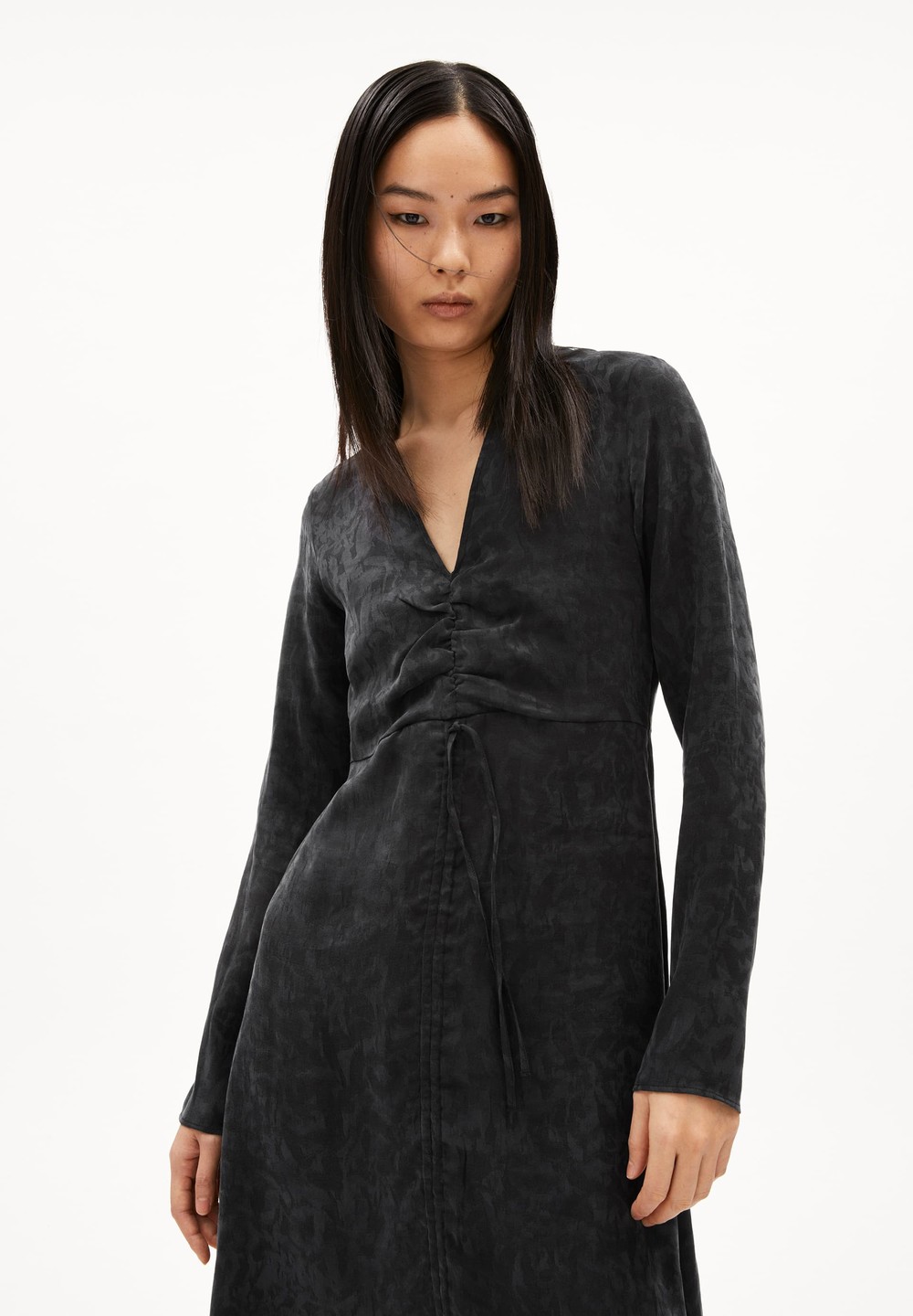 ARMEDANGELS TINRAA JACQ Woven Dress Regular Fit made of TENCEL™ Lyocell Mix Schwarz | FQPH-36142