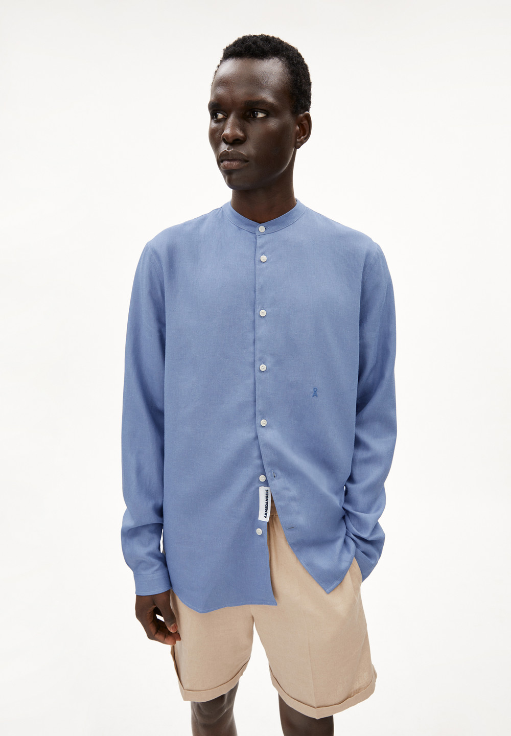 ARMEDANGELS VAALERONIMUS LINO Shirt Relaxed Fit made of Linen-Mix Blau | IGLX-01724