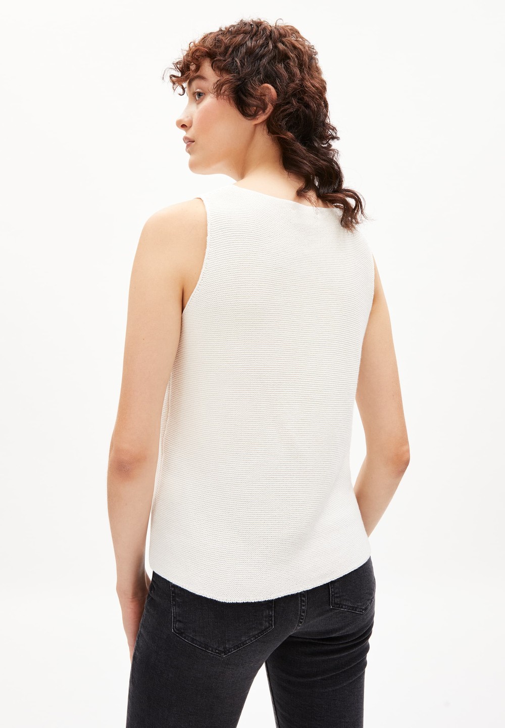 ARMEDANGELS WILMAA Knit Top Regular Fit of Organic Cotton Offwhite | QJAM-28046