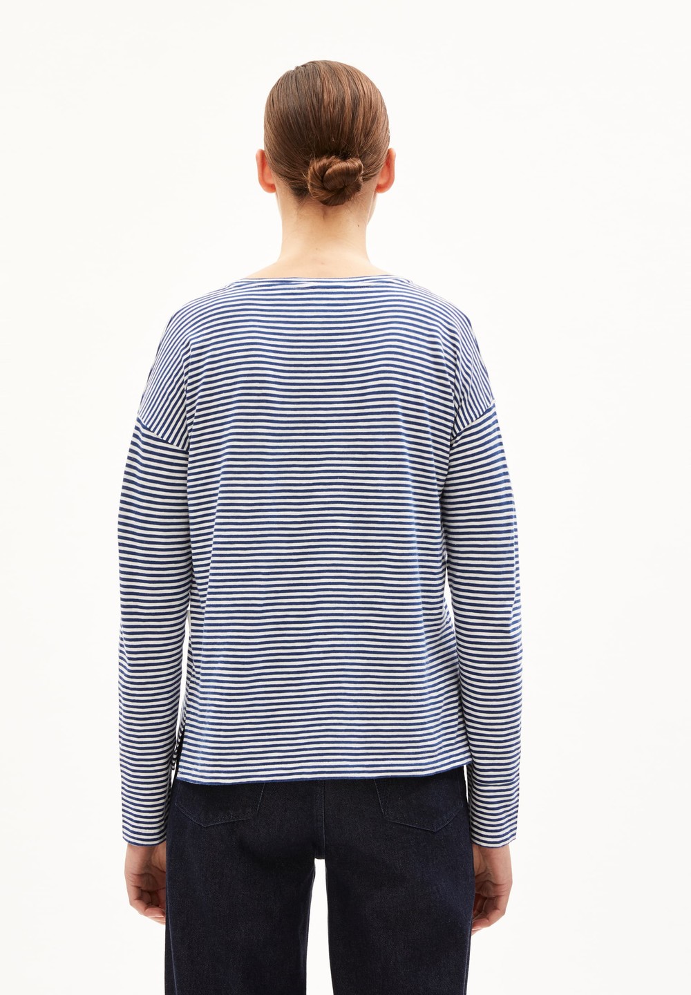 ARMEDANGELS XIANAA LOVELY STRIPES Longsleeve Oversized Fit made of Organic Cotton Faded Indigo-oatmilk | ZXQW-46823